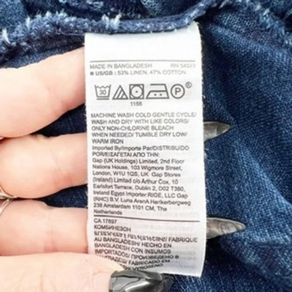 Banana Republic Sleeveless Denim Utility‎ Jumpsuit Tie Waist XS Blue